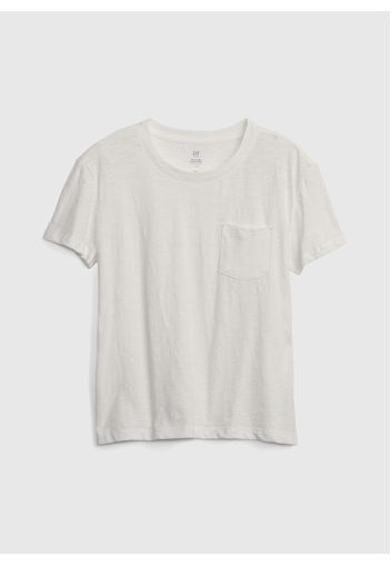 GAP - T-shirt in cotone bio slub con tasca, Donna, Bianco, Taglia XS