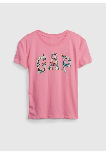 GAP - T-shirt con stampa logo floreale, Donna, Rosa, Taglia XS