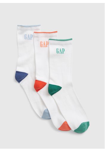 GAP - Tripack calze in cotone con logo, Uomo, Bianco, Taglia M