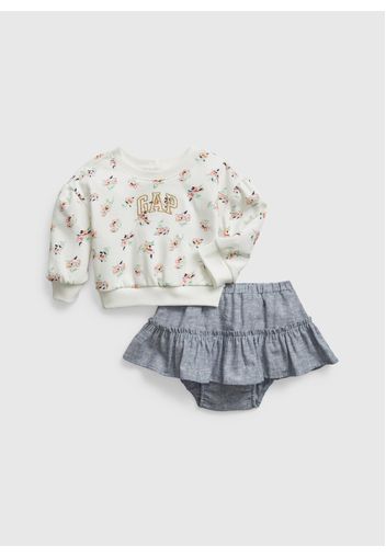 GAP - Set felpa con ricamo logo e culotte con volant, Multicolor, Taglia 0-3M