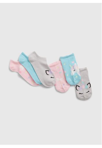 GAP - Tripack calze corte con unicorno e stelle, Donna, Multicolor, Taglia M