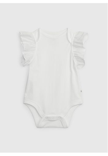 GAP - Body smanicato in cotone con rouche, Bianco, Taglia 3-6M