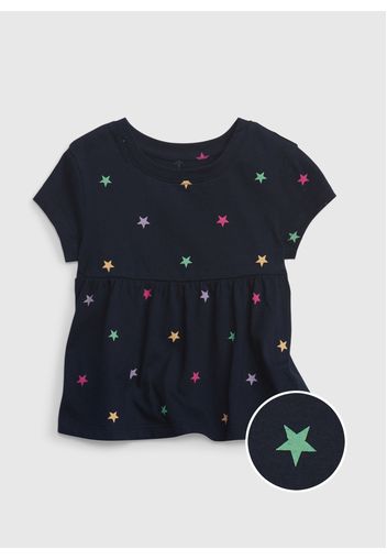 GAP - T-shirt in cotone con stampa stelle, Donna, Blu, Taglia 5YRS