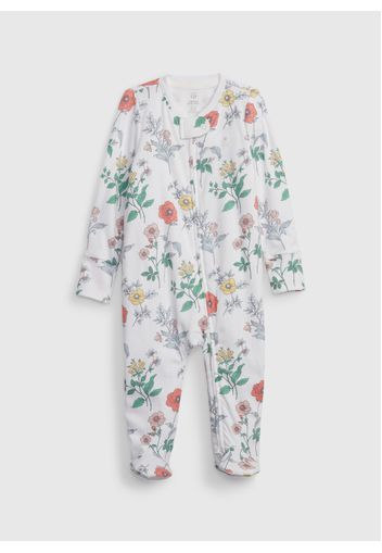 GAP - Tutina floreale con piedini, Bianco, Taglia 3-6M