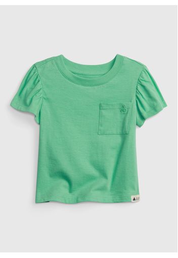 GAP - T-shirt in cotone bio con ricamo orsetto, Donna, Verde, Taglia 18-24