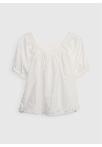 GAP - Blusa in cotone con lavorazione pointelle, Donna, Bianco, Taglia 3YRS