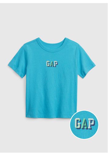 GAP - T-shirt in cotone con stampa logo, Uomo, Azzurro, Taglia 12-18