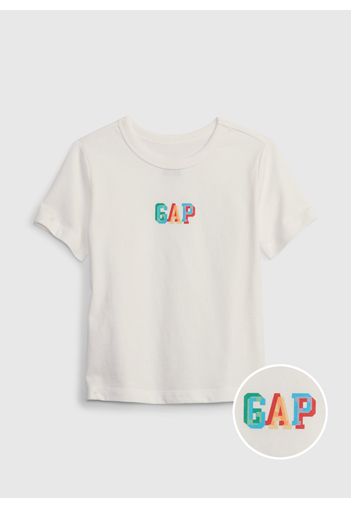 GAP - T-shirt in cotone con stampa logo, Uomo, Bianco, Taglia 3YRS