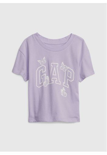 GAP - T-shirt in cotone bio con stampa logo, Donna, Viola, Taglia 18-24