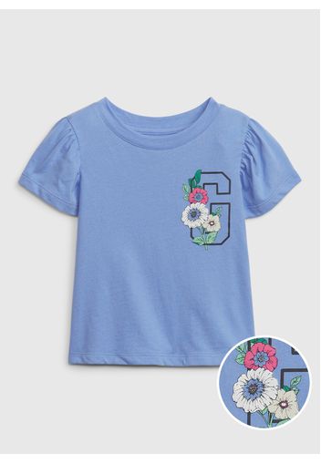 GAP - T-shirt in cotone bio con stampa, Donna, Azzurro, Taglia 12-18