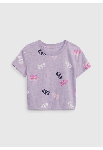 GAP - T-shirt in cotone slub con stampa logo, Donna, Viola, Taglia 3YRS