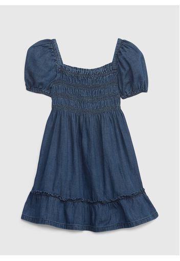 GAP - Vestito in denim con punto smock, Donna, Denim, Taglia 2YRS