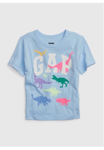 GAP - T-shirt in cotone con biologico con stampa, Uomo, Azzurro, Taglia 3YRS