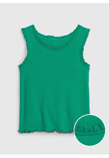 GAP - Tank top a costine con pizzo, Donna, Verde, Taglia 12-18