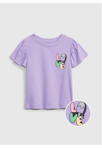 GAP - T-shirt in cotone bio con stampa, Donna, Viola, Taglia 4YRS