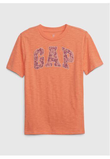 GAP - T-shirt in cotone con stampa logo, Uomo, Arancione, Taglia L