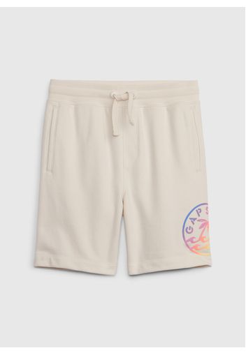 GAP - Bermuda jogger con stampa logo, Uomo, Bianco, Taglia S