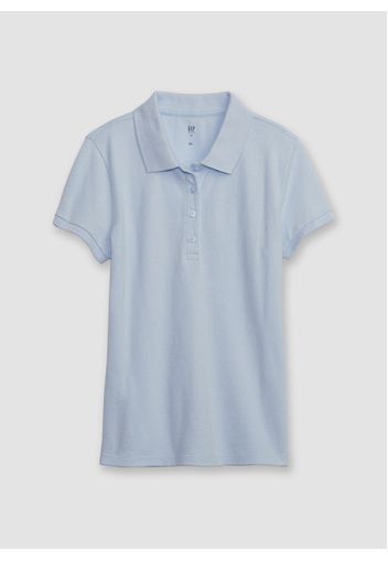 GAP - Polo in piquet tinta unita, Donna, Azzurro, Taglia L