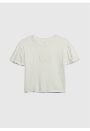 GAP - T-shirt in cotone bio con ricamo logo, Donna, Bianco, Taglia XL