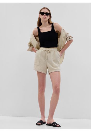 GAP - Shorts in garza di cotone effetto crinkle, Donna, Beige, Taglia M