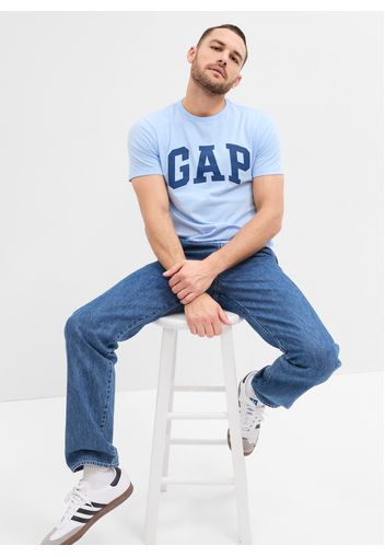 GAP - T-shirt in cotone con stampa logo, Uomo, Blu, Taglia XS