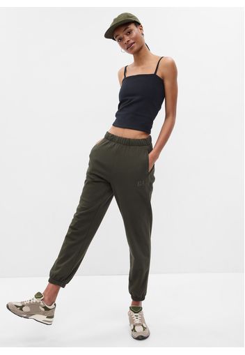 GAP - Joggers a vita alta in French Terry con ricamo logo, Donna, Verde, Taglia L