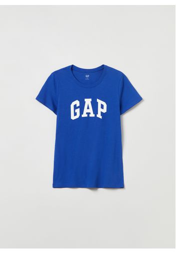 GAP - T-shirt in cotone con stampa logo, Donna, Blu, Taglia L