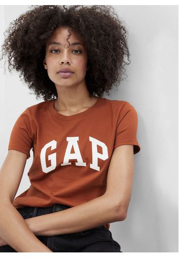 GAP - T-shirt in cotone con stampa logo, Donna, Marrone, Taglia S