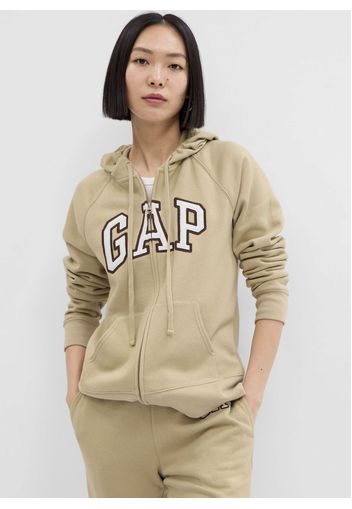 GAP - Full-zip con maniche raglan ricamo logo, Donna, Beige, Taglia M