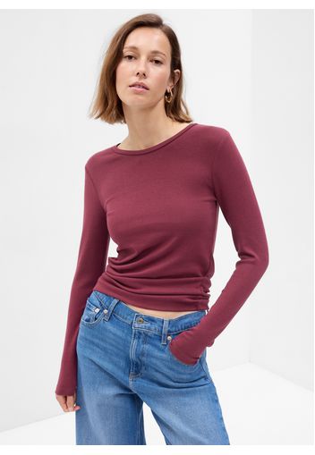 GAP - T-shirt a maniche lunghe in cotone e modal, Donna, Viola, Taglia XS