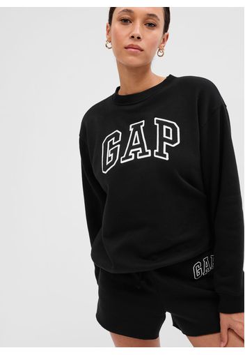 GAP - Felpa girocollo con ricamo logo, Donna, Nero, Taglia XS