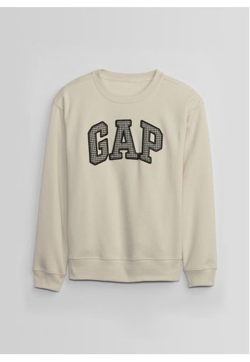 GAP - Felpa girocollo con ricamo logo, Donna, Bianco, Taglia XL