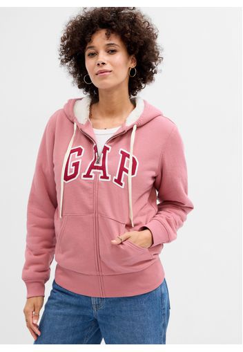 GAP - Full-zip con cappuccio e interno in sherpa, Donna, Rosa, Taglia L