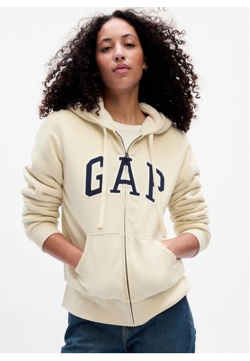 GAP - Felpa con cappuccio e interno in sherpa, Donna, Beige, Taglia L