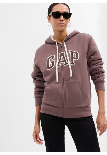 GAP - Full-zip con cappuccio e interno in sherpa, Donna, Marrone, Taglia S