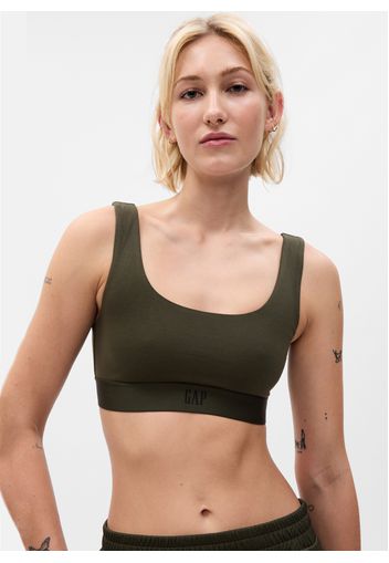 GAP - Sports Bra in cotone bio stretch, Donna, Verde, Taglia XS