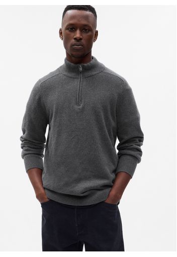 GAP - Pullover half-zip mock neck, Uomo, Grigio, Taglia L