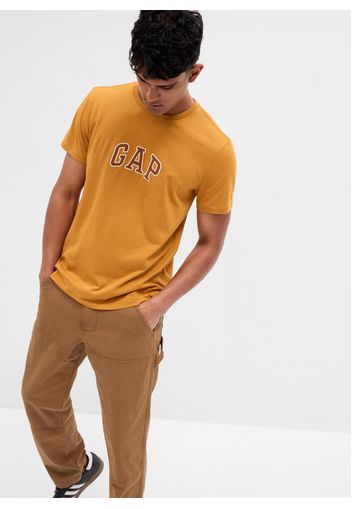 GAP - T-shirt in cotone con ricamo logo, Uomo, Giallo, Taglia XL