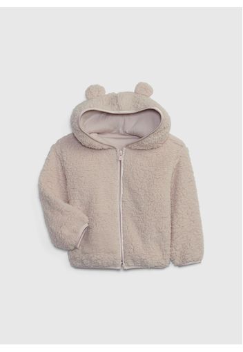 GAP - Full-zip in sherpa con orecchie, Donna, Grigio, Taglia 5Y\110