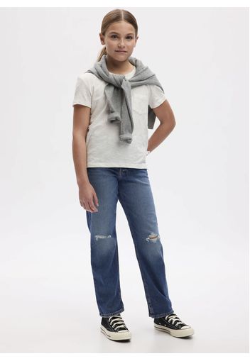 GAP - Jeans straight fit con abrasioni, Donna, Denim, Taglia 6Y\116-122