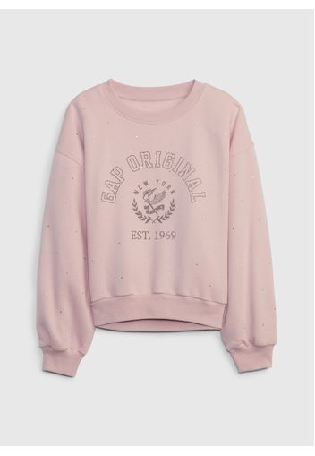 GAP - Felpa con stampa logo e strass, Donna, Rosa, Taglia XXL