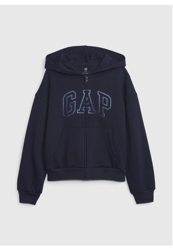 GAP - Full-zip con cappuccio e patch logo, Donna, Blu, Taglia XS