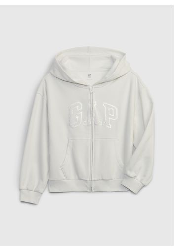 GAP - Full-zip con cappuccio e patch logo, Donna, Bianco, Taglia M