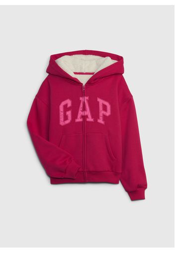 GAP - Full-zip con interno in sherpa e patch logo, Donna, Rosso, Taglia S\116-122