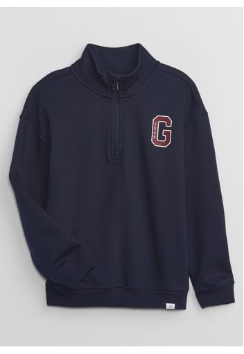 GAP - Felpa half-zip a collo alto con stampa logo, Uomo, Blu, Taglia XS\104-108