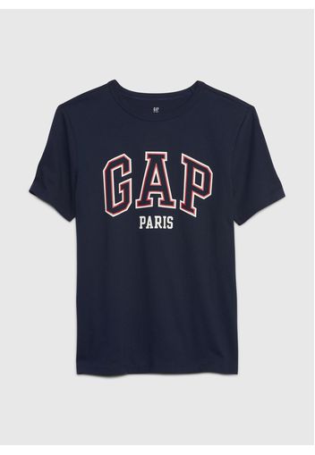 GAP - T-shirt in cotone con stampa logo, Uomo, Blu, Taglia M