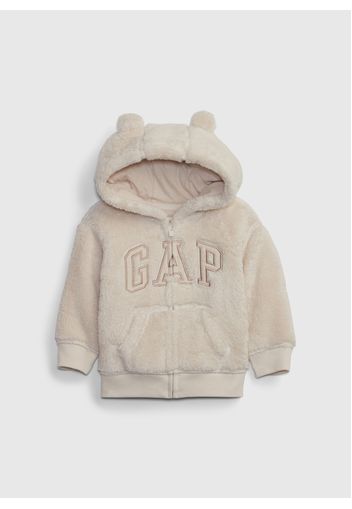 GAP - Full-zip in eco pelliccia con cappuccio, Beige, Taglia 6-12M\62-74