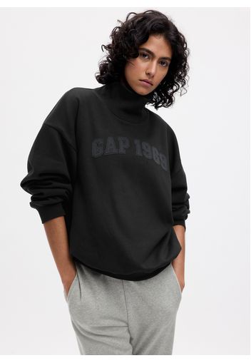 GAP - Felpa oversize a collo alto con stampa logo, Donna, Nero, Taglia M