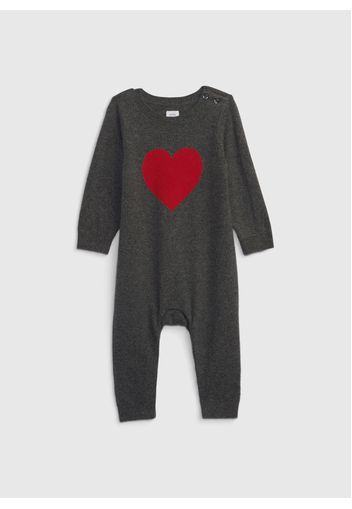 GAP - Tutina in maglia con disegno jacquard cuore, Grigio, Taglia 0-3M\50-56