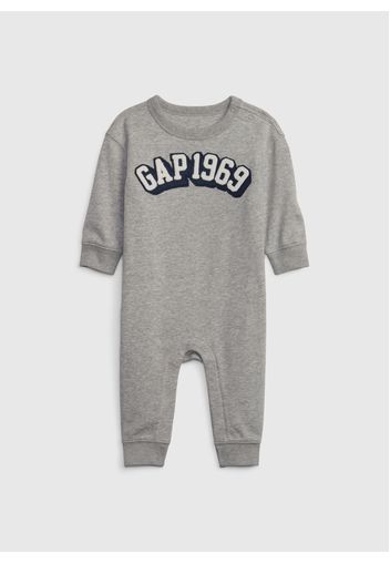 GAP - Tutina in French Terry con patch logo, Grigio, Taglia 3-6M\56-62